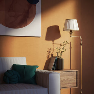 Classic brass floor lamp with adjustable arm, ivory fabric shade, elegant design, and versatile functionality for interiors by Ghidini 1849 - Finish: OAS Antique Brass