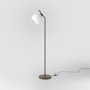 Brass floor lamp with opal glass sphere, modern and elegant design, perfect for stylish and contemporary interiors by Ghidini 1849 - Finish: OBM Bronze Satin Matt Brass
