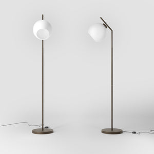 Brass floor lamp with opal glass sphere, modern and elegant design, perfect for stylish and contemporary interiors by Ghidini 1849 - Finish: OBM Bronze Satin Matt Brass