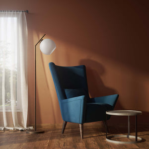 Brass floor lamp with opal glass sphere, modern and elegant design, perfect for stylish and contemporary interiors by Ghidini 1849 - Finish: OBM Bronze Satin Matt Brass