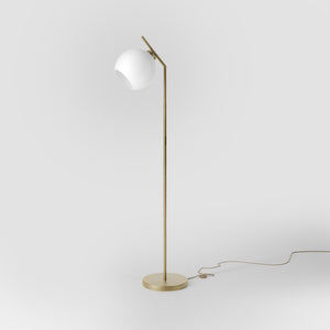 Brass floor lamp with opal glass sphere, modern and elegant design, perfect for stylish and contemporary interiors by Ghidini 1849 - Finish: OBV Bronze Satin Light Brass