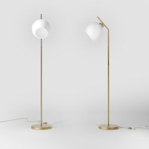 Brass floor lamp with opal glass sphere, modern and elegant design, perfect for stylish and contemporary interiors by Ghidini 1849 - Finish: OBV Bronze Satin Light Brass