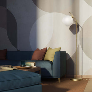 Brass floor lamp with opal glass sphere, modern and elegant design, perfect for stylish and contemporary interiors by Ghidini 1849 - Finish: OBV Bronze Satin Light Brass