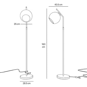 Brass floor lamp with opal glass sphere, modern and elegant design, perfect for stylish and contemporary interiors by Ghidini 1849