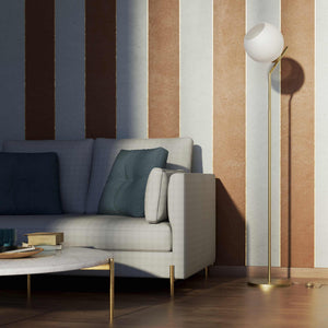 Brass floor lamp with opal glass sphere, tilted design, perfect for contemporary and refined interiors by Ghidini 1849 - Finish: OBV Bronze Satin Light Brass