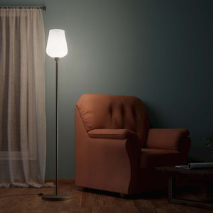 Brass floor lamp with white glass lampshade, elegant design for sophisticated interiors by Ghidini 1849 - Finish: OBM Bronze Satin Matt Brass