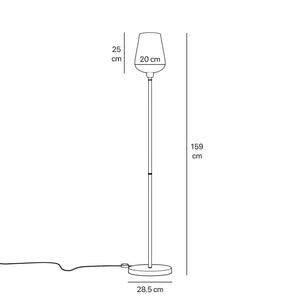 Brass floor lamp with white glass lampshade, elegant design for sophisticated interiors by Ghidini 1849