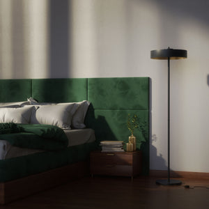 Floor lamp in metal with a matte black shade and golden interior, elegant design for modern interiors by Ghidini 1849 - Finish: ONO Matt Black