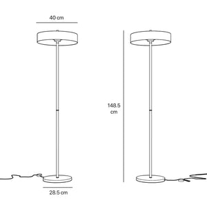 Floor lamp in metal with a matte black shade and golden interior, elegant design for modern interiors by Ghidini 1849