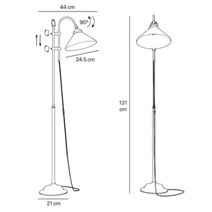 Floor lamp with brass sliding system adjustable glossy white glass shade vintage design Made in Italy by Ghidini 1849