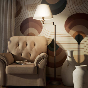 Brass floor lamp with ivory fabric shade and adjustable arm, ideal for elegant interiors by Ghidini 1849 - Finish: OAS Antique Brass