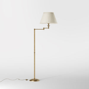 Brass floor lamp with ivory fabric shade and adjustable arm, ideal for elegant interiors by Ghidini 1849 - Finish: OBS Bronze Satin Brass