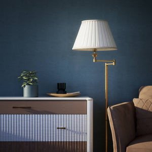 Brass floor lamp with ivory fabric shade and adjustable arm, ideal for elegant interiors by Ghidini 1849 - Finish: OBS Bronze Satin Brass