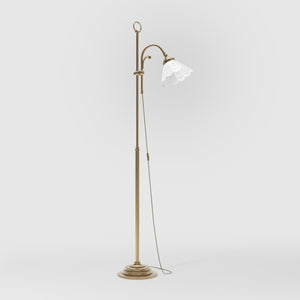 Liberty floor lamp with pierced ceramic shade, height-adjustable arm and orientable brass joint by Ghidini 1849 - Finish: OBS Bronze Satin Brass