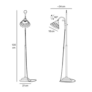 Liberty floor lamp with pierced ceramic shade, height-adjustable arm and orientable brass joint by Ghidini 1849