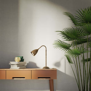 Table lamp brass flexible tube contemporary design adjustable lighting Made in Italy modern style - Finish: OAS Antique Brass