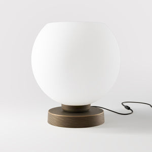 Brass table lamp with frosted glass globe, sophisticated lighting for interiors - Finish: OBM Bronze Satin Matt Brass