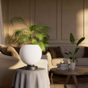 Brass table lamp with frosted glass globe, sophisticated lighting for interiors - Finish: OBR Dark Bronze