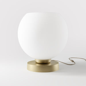 Brass table lamp with frosted glass globe, sophisticated lighting for interiors - Finish: OBV Bronze Satin Light Brass