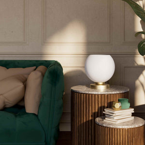 Brass table lamp with frosted glass globe, sophisticated lighting for interiors - Finish: OBV Bronze Satin Light Brass