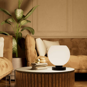 Brass table lamp with frosted glass globe, sophisticated lighting for interiors - Finish: ONO Matt Black