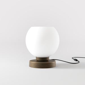 Brass table lamp with frosted glass globe, minimalist and elegant design, ideal for refined interiors - Finish: OBM Bronze Satin Matt Brass