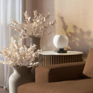 Brass table lamp with frosted glass globe, minimalist and elegant design, ideal for refined interiors - Finish: OBR Dark Bronze
