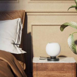 Brass table lamp with frosted glass globe, minimalist and elegant design, ideal for refined interiors - Finish: OBR Dark Bronze