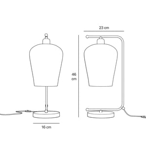 Table lamp with brass arm and white glass shade, elegant design for sophisticated interiors by Ghidini 1849