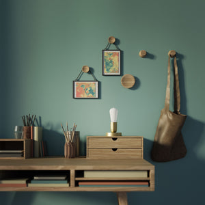 Minimalist brass table lamp, essential and elegant design, ideal for bedside tables, desks, and shelves by Ghidini 1849 - Finish: OBV Bronze Satin Light Brass