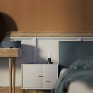 Minimalist brass table lamp, essential and elegant design, ideal for bedside tables, desks, and shelves by Ghidini 1849 - Finish: ONO Matt Black