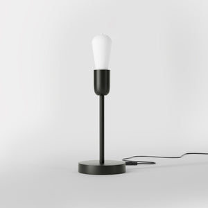 Modern brass table lamp with stem, minimalist and elegant design, ideal for desks, bedside tables, and consoles by Ghidini 1849 - Finish: ONO Matt Black