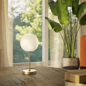 Mid-Century table lamp with frosted glass globe and brass structure Made in Italy vintage style desig by Ghidini 1849 - Finish: OBV Bronze Satin Light Brass