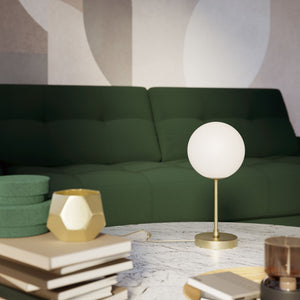 Mid-Century table lamp with frosted glass globe and brass structure Made in Italy vintage style desig by Ghidini 1849 - Finish: OBV Bronze Satin Light Brass