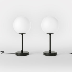 Mid-Century table lamp with frosted glass globe and brass structure Made in Italy vintage style desig by Ghidini 1849 - Finish: ONO Matt Black