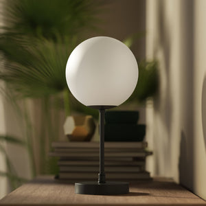 Mid-Century table lamp with frosted glass globe and brass structure Made in Italy vintage style desig by Ghidini 1849 - Finish: ONO Matt Black