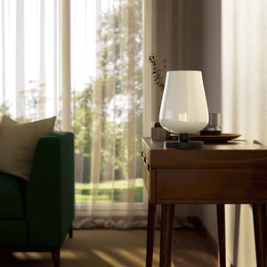 Brass table lamp with white glass shade, refined design for sophisticated interiors by Ghidini 1849 - Finish: ONO Matt Black