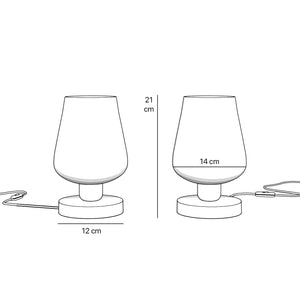 Compact brass table lamp with white glass shade, elegant design for sophisticated interiors by Ghidini 1849