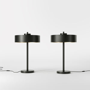 Modern metal table lamp with a matte black shade and golden interior, perfect for stylish interiors by Ghidini 1849 - Finish: ONO Matt Black