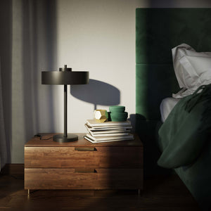 Modern metal table lamp with a matte black shade and golden interior, perfect for stylish interiors by Ghidini 1849 - Finish: ONO Matt Black