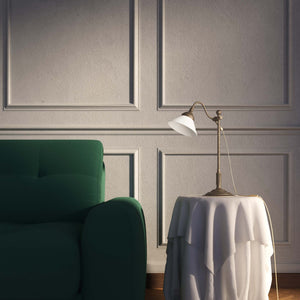 Brass desk lamp with white glass shade adjustable arm classic library style decorated base handcrafted Italian design by Ghidini 1849 - Finish: OAS Antique Brass