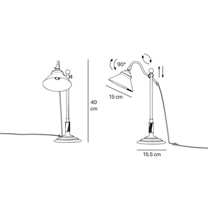 Brass desk lamp with white glass shade adjustable arm classic library style decorated base handcrafted Italian design by Ghidini 1849