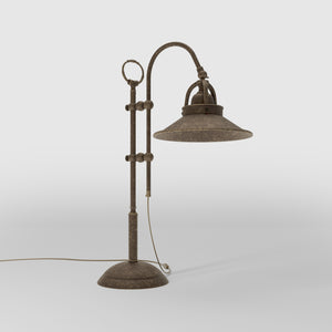 Vintage brass table lamp with adjustable arm and swivel conical shade perfect for desk lighting by Ghidini 1849 - Finish: OAS Antique Brass