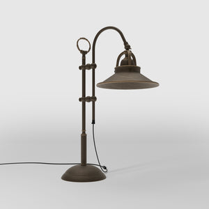 Vintage brass table lamp with adjustable arm and swivel conical shade perfect for desk lighting by Ghidini 1849 - Finish: OBM Bronze Satin Matt Brass