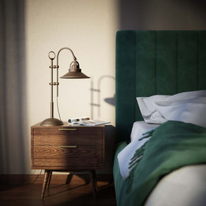 Vintage brass table lamp with adjustable arm and swivel conical shade perfect for desk lighting by Ghidini 1849 - Finish: OBM Bronze Satin Matt Brass