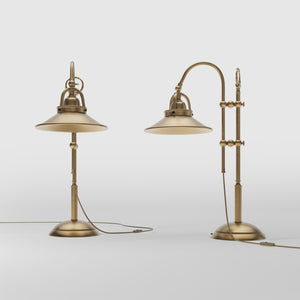 Vintage brass table lamp with adjustable arm and swivel conical shade perfect for desk lighting by Ghidini 1849 - Finish: OBS Bronze Satin Brass