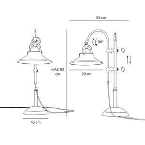 Vintage brass table lamp with adjustable arm and swivel conical shade perfect for desk lighting by Ghidini 1849