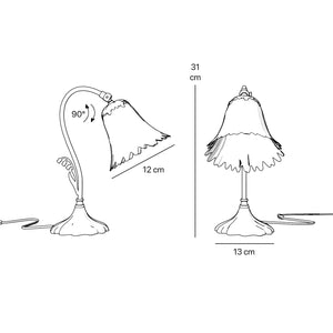 Brass table lamp with floral frosted glass shade, elegant Art Nouveau design for refined interiors by Ghidini 1849