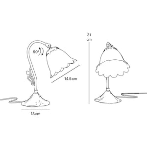 Brass table lamp with floral satin shade, Art Nouveau style by Ghidini 1849