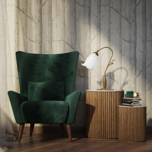 Floral brass table lamp with frosted glass shade and decorative base by Ghidini 1849 - Finish: OBS Bronze Satin Brass